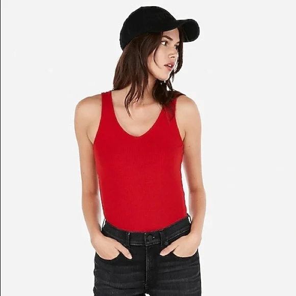 Express Red Cutout Bodysuit - Picture 3 of 8